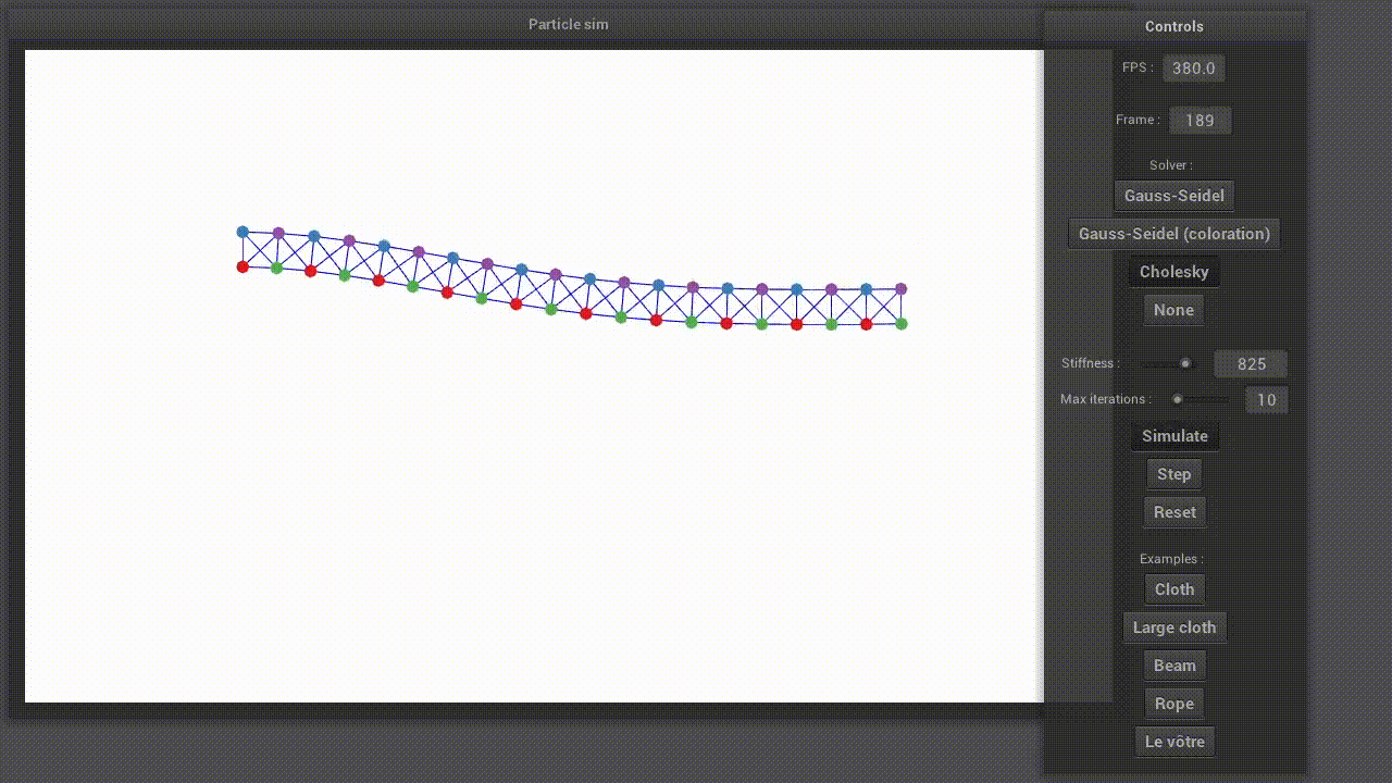 Vidéo d'une poutre latéral souple, simuler dans une l'application