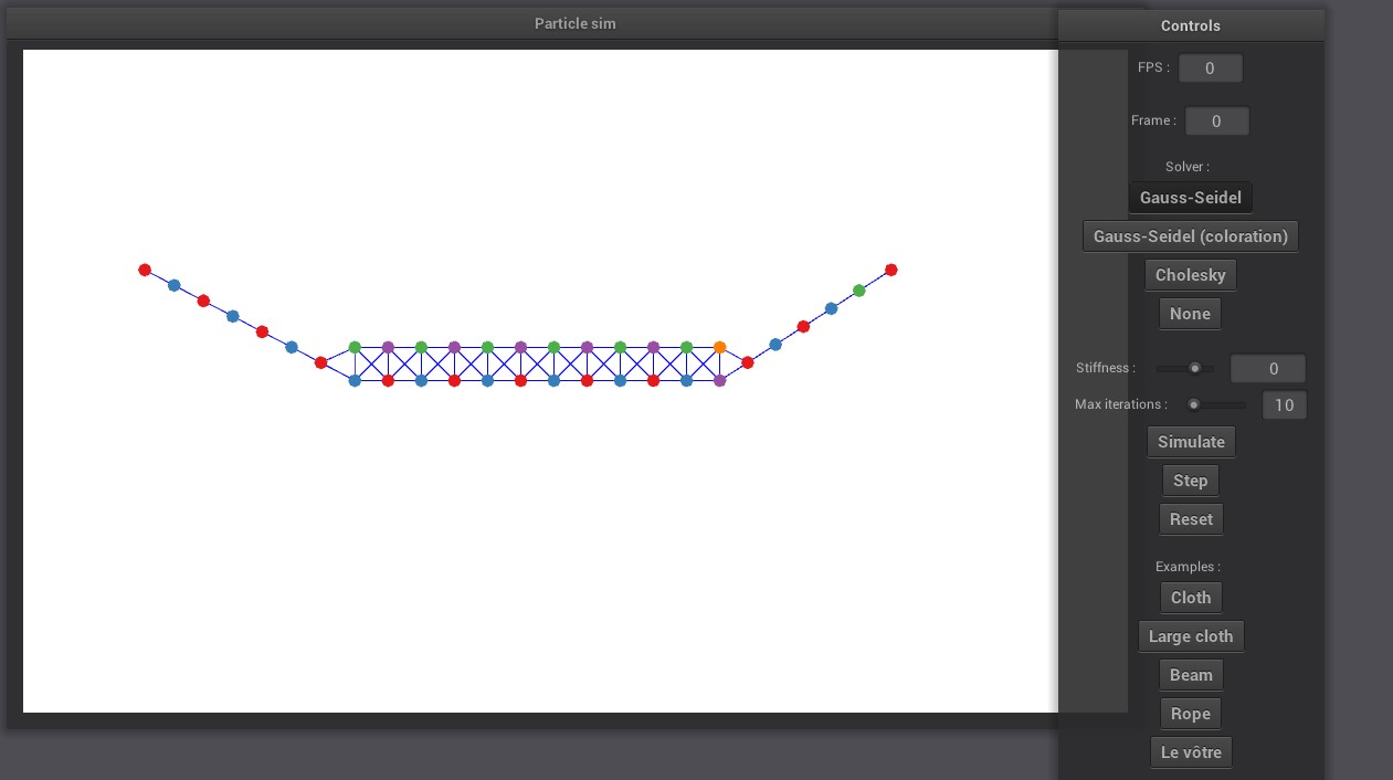 Un pont suspendue dans une application de simulation de physique